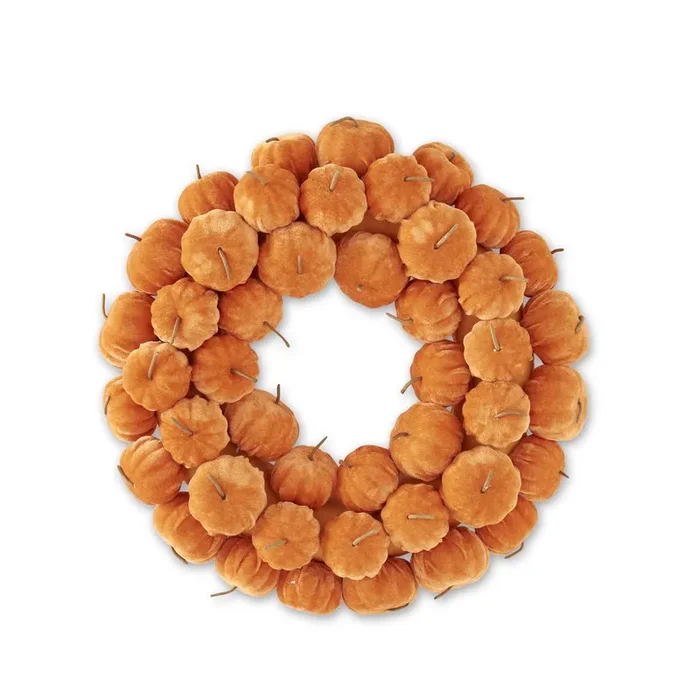 Orange Velvet Pumpkin Wreath