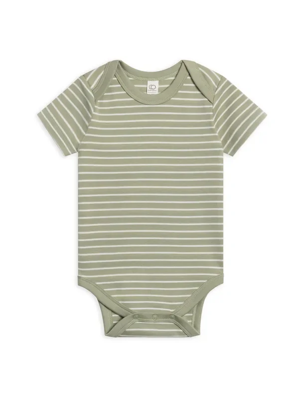 Organic Baby Afton Bodysuit – Davis Stripe / Mint: 6-12M