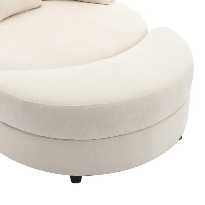 Orisfur. 360 Swivel Accent Barrel Chair With Storage Ottoman & 4 Pillows, Modern Chenille Leisure Chair Round Accent For Living Room, Cream Cream Foam Chenille