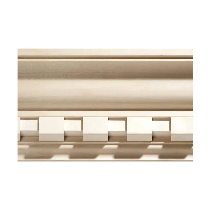 Ornamental Mouldings 1707-8FTWHW .843 in. D X 4.5 in. W X 96 in. L Unfinished White Hardwood Dentil Crown Moulding
