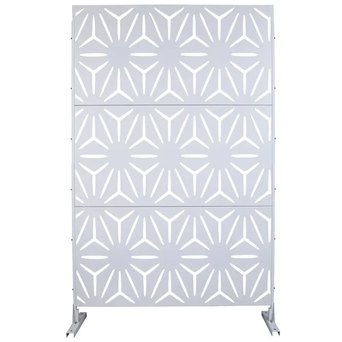 Outdoor & Indoor Privacy Screen Metal Privacy Screen 76″ H 48″ W, Freestanding Decorative Privacy Screen For Deck Balcony Patio, Privacy Fence Panels For Outside Lawn Garden Ps104 White White Steel