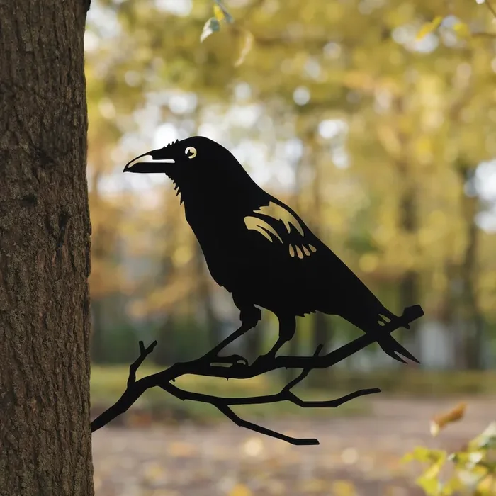 Outdoor Metal Cut Out Garden Art Raven
