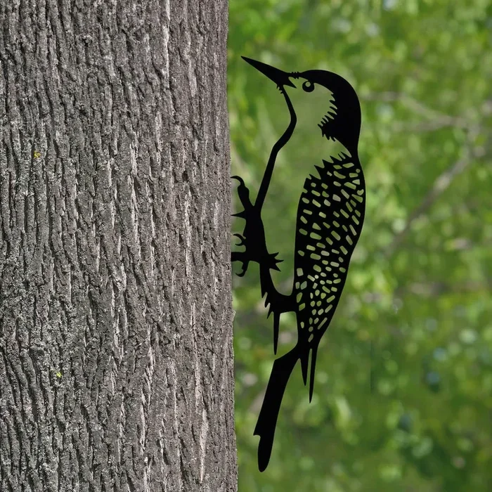 Outdoor Metal Cut Out Garden Art Woodpecker