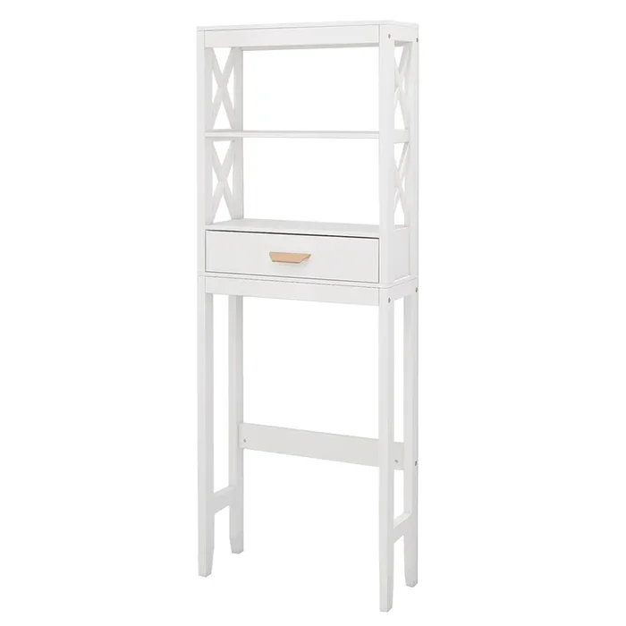 Over-the-Toilet Storage Cabinet White with one Drawer and 2 Shelves Space Saver Bathroom Rack