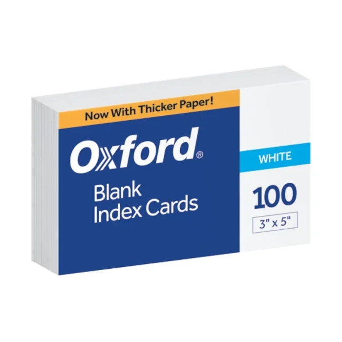 Oxford 3X5 White Blank Index Cards 100Ct