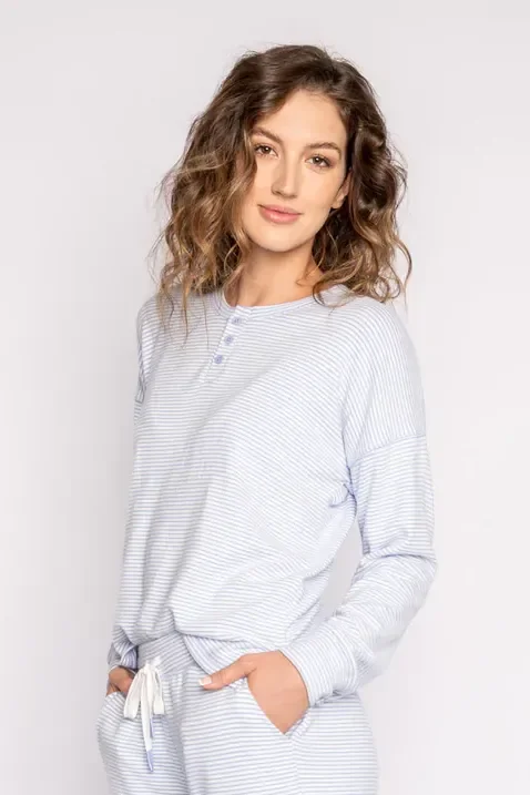 P.J. Salvage – Mini Stripe Long-Sleeve Top – Peri