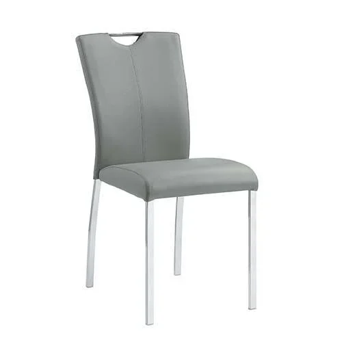 Pagan Side Chair (Set-2) in Gray PU & Chrome Finish