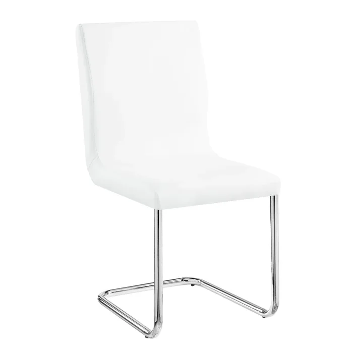 Palton Side Chair (Set-2), White PU & Chrome Finish