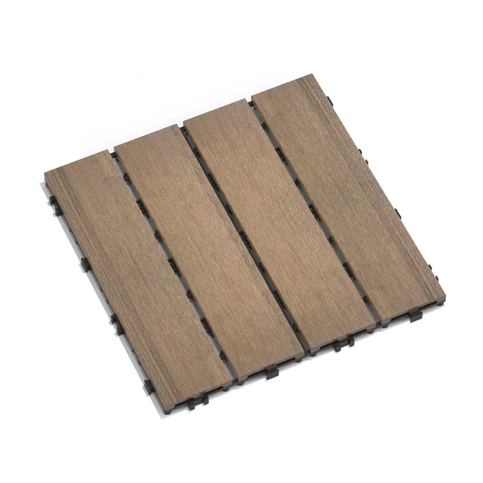 Patio Floor Tiles Pack Of 11 Wpc Wood Plastic Composite Patio Deck Tiles Diy Interlocking Decking Tiles, Quick Deck Floor Tile, Court Tile, Water Resistant Indoor Outdoor 11.8″ Oak Oak Plastic