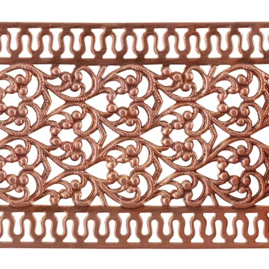 Patterned Wire – Copper – Floral Ribbon with Edging 24 gauge Dead Soft – 6″ Min