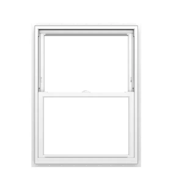Pella 150 Series New Construction 31-1/2-in x 47-1/2-in White Vinyl Low-e Argon Double Hung Window Full Screen Included