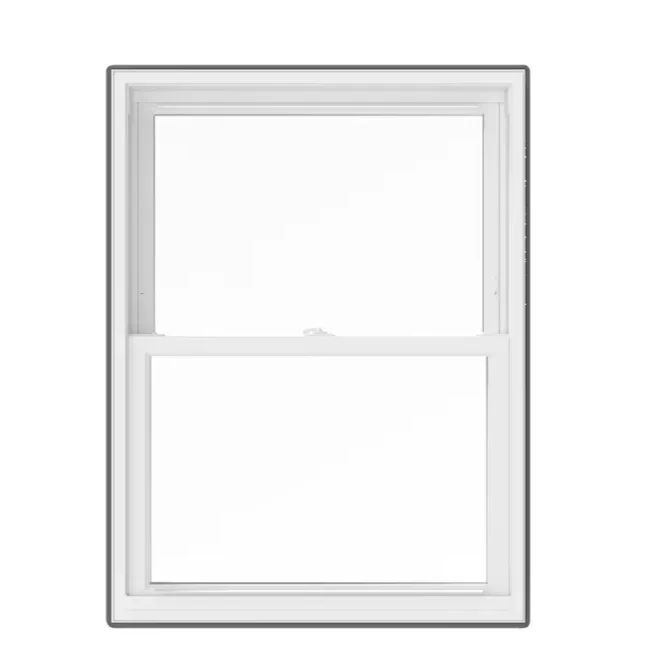 Pella 150 Series Replacement 33-1/2-in x 53-1/2-in White Vinyl Low-e Argon Double Hung Window Full Screen Included