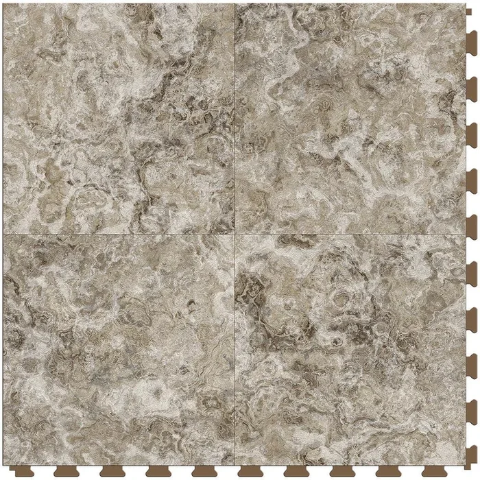 Perfection Floor Tile Breccia Collection Breccia Crema/Satin 20-in x 20-in Water Resistant Interlocking Luxury Flooring (16.7-sq ft)