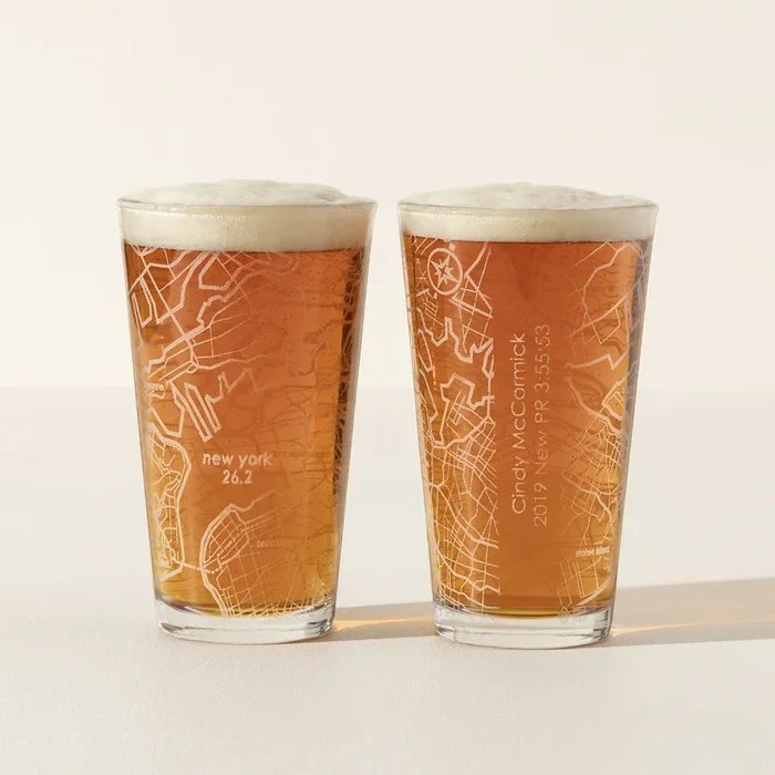 Personalized Etched Marathon Pint Glass Set