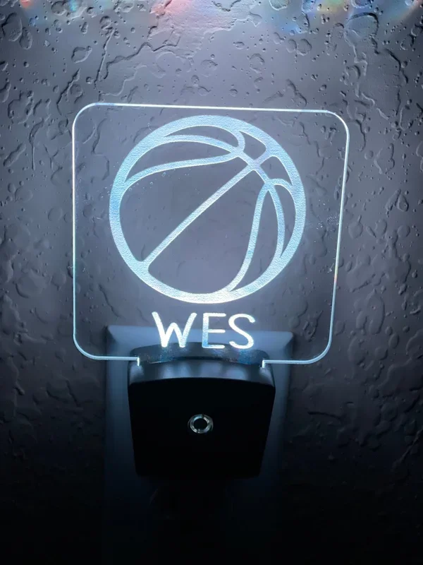 Personalized LED Basketball Night Light | 7 Color Changing | Plug in Night Light | Name Light | Children’s Night Light | Kids Room Light