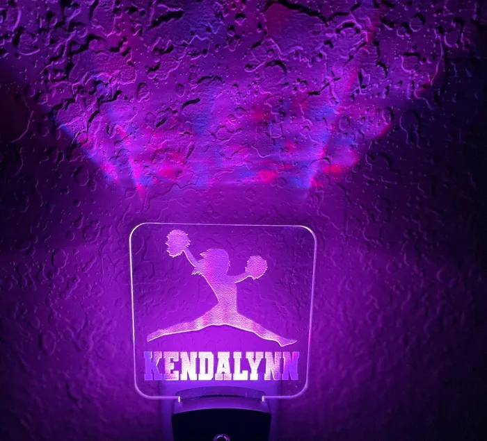 Personalized LED Cheerleader Night Light | 7 Color Changing | Plug in Night Light | Name Light | Children’s Night Light | Kids Room Light