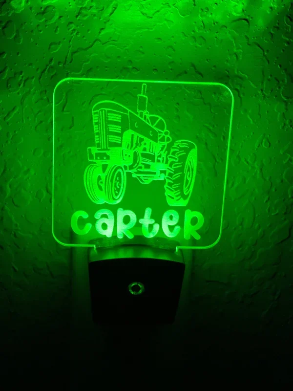 Personalized LED Tractor Night Light | 7 Color Changing | Plug in Night Light | Name Light | Children’s Night Light | Kids Room Light
