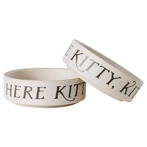 Pet Shop by Fringe Studio Cream Here Kitty Kitty Ceramic Small Pet Bowl