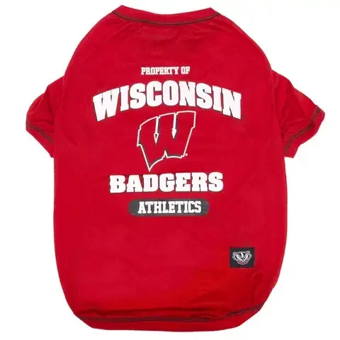 Pets First Team Color Wisconsin Badgers Dog T-Shirt Extra Large