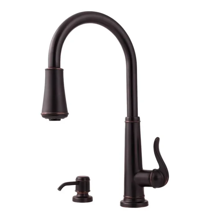 Pfister Ashfield Tuscan Bronze 1-Handle Deck-Mount Pull-Out Handle Kitchen Faucet (Deck Plate Included)
