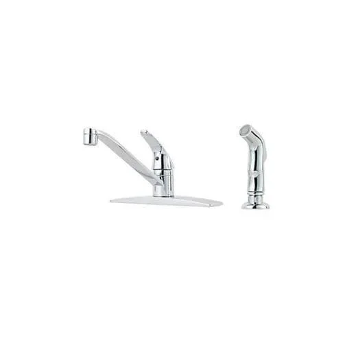 Pfister Pfirst Polished Chrome 1-Handle Deck-Mount Low-Arc Handle Kitchen Faucet (Deck Plate Included)