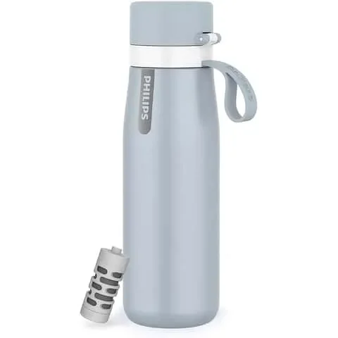 Philips 18.6 oz Greyish Blue BPA Free Filtered Water Bottle