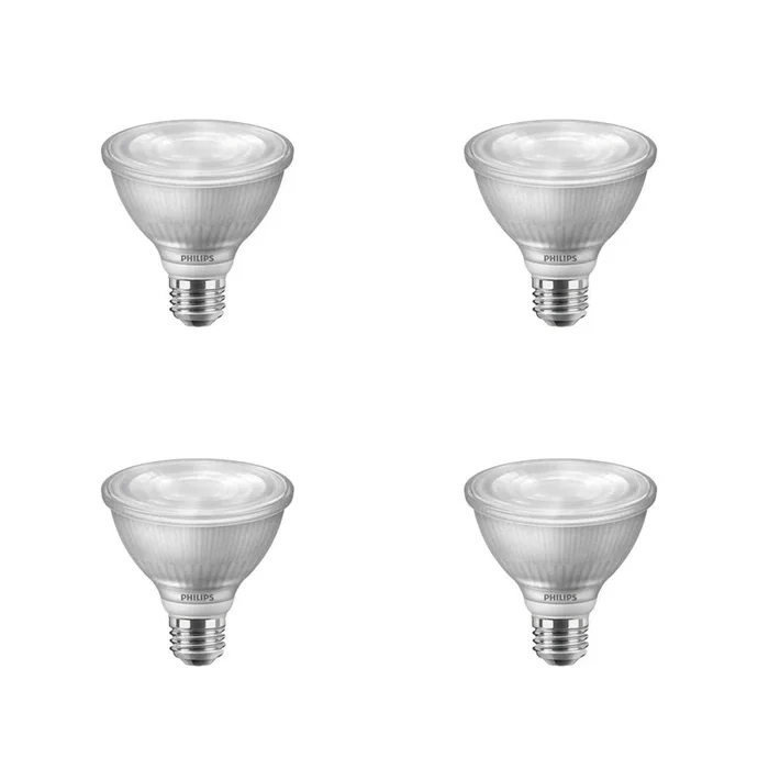 Philips 75-Watt Equivalent PAR30S Dimmable LED Flood Light Bulb with Warm Glow Dimming Effect Bright White (3000K) (4-Pack)