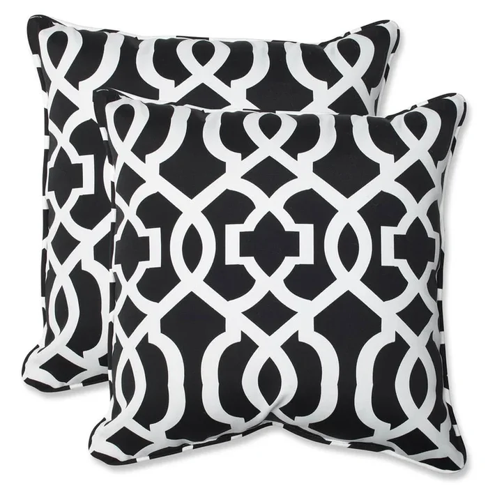 Pillow Perfect Outdoor/ Indoor New Geo Black/White 18.5-inch Throw Pillow (Set of 2)