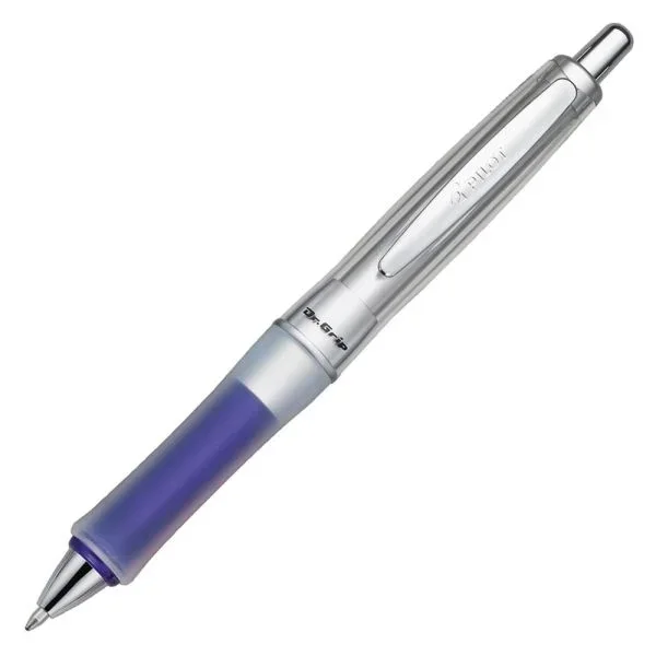Pilot Dr. Grip Center Of Gravity Ballpoint Pen, Medium Point, 1.0 Mm, Blue Metallic Barrel, Black Ink