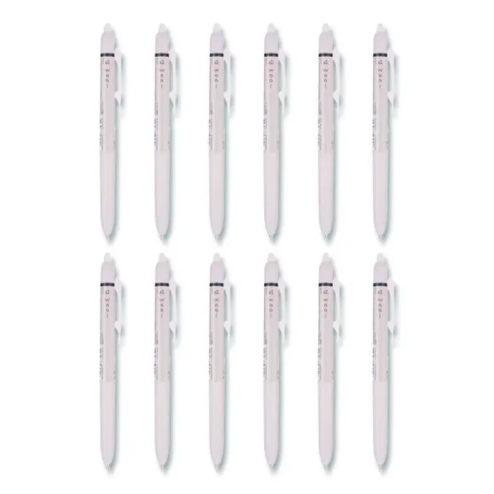 Pilot Frixion Waai Erasable Gel Pen, Retractable, Extra Fine 0.5 Mm, Black Ink, Beige/Black Barrel, Dozen