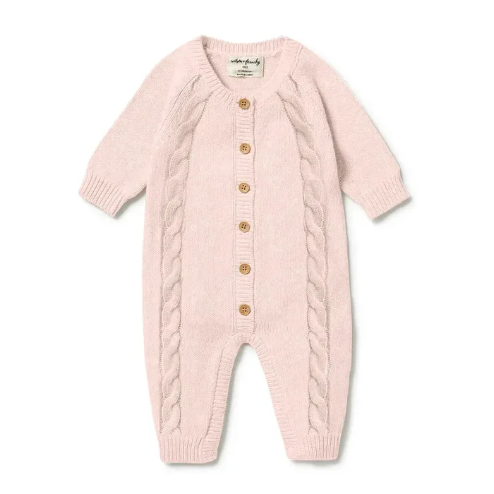 Pink Knitted Cable Growsuit