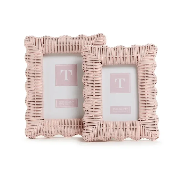 Pink Wicker Woven Photo Frame