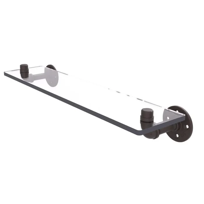 Pipeline Collection 22 in. Glass Shelf in Oil Rubbed Bronze