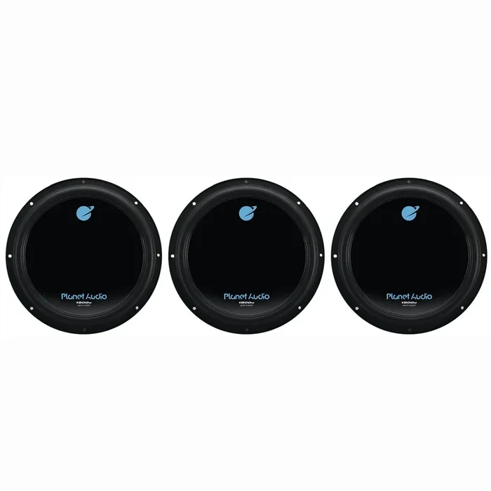 Planet Audio 12″ 1800 Watt Car Audio Power Single Subwoofer DVC 4 Ohm (3 Pack)