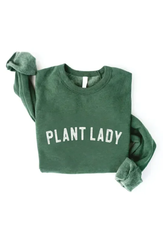 PLANT LADY Print Graphic Sweatshirt: HEATHER FOREST / M