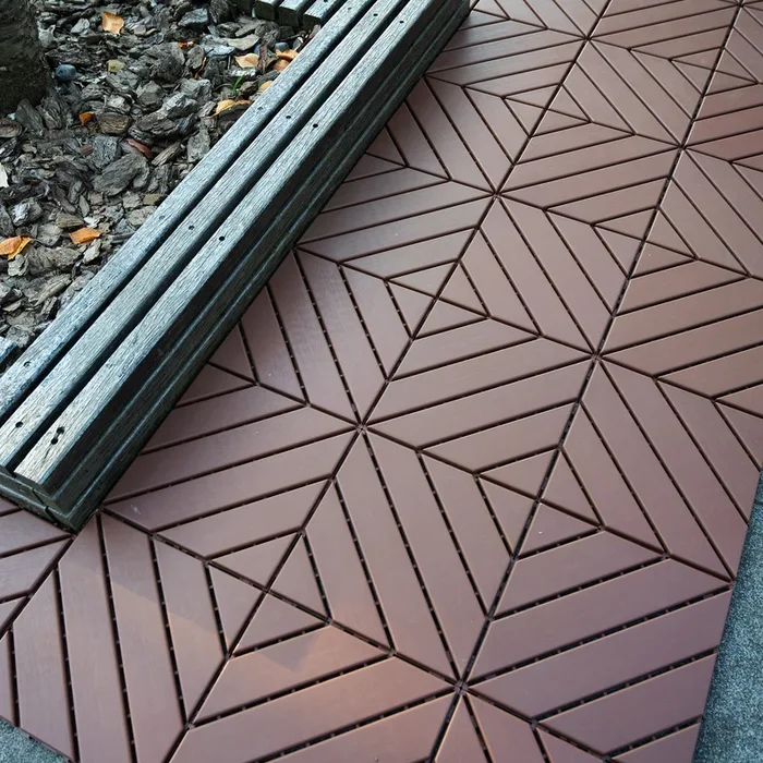 Plastic Interlocking Deck Tiles,44 Pack Patio Deck Tiles,12″X12″ Square Waterproof Outdoor All Weather Use, Patio Decking Tiles For Poolside Balcony Backyard, Brown Brown Polypropylene