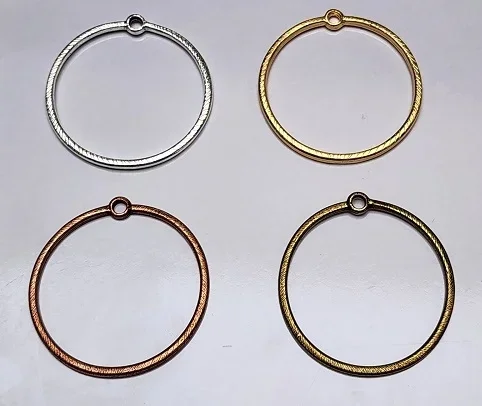 Plated Pewter Pendant- 40mm Etched Round Hoop