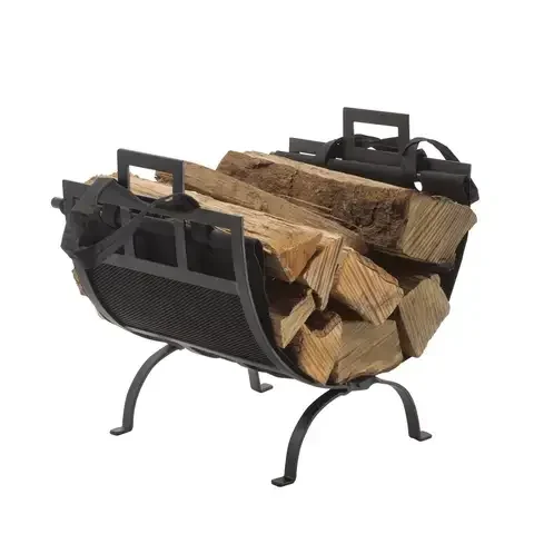 Pleasant Hearth Black Steel Log Holder