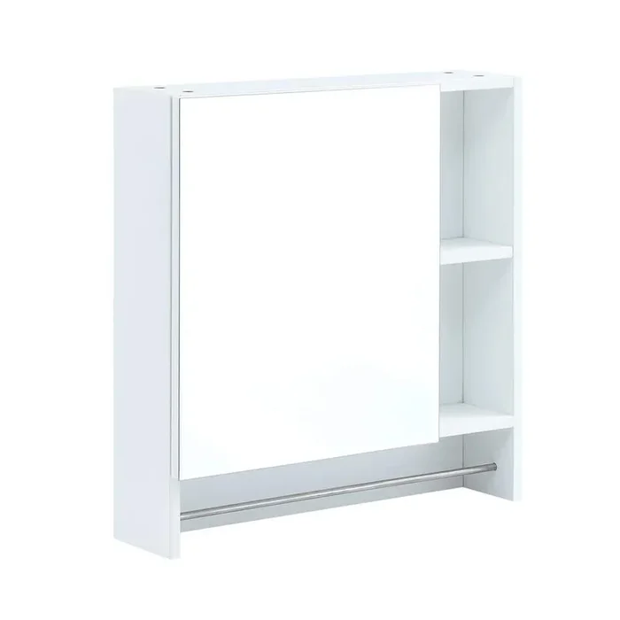 Polibi 21.6 in. W x 22 in. H White Rectangular Wall Mounted Medicine Cabinet with Mirror, Shelves and Towel Rack