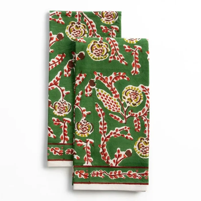Pomegranate – Emerald Climbing Dahlia Napkin