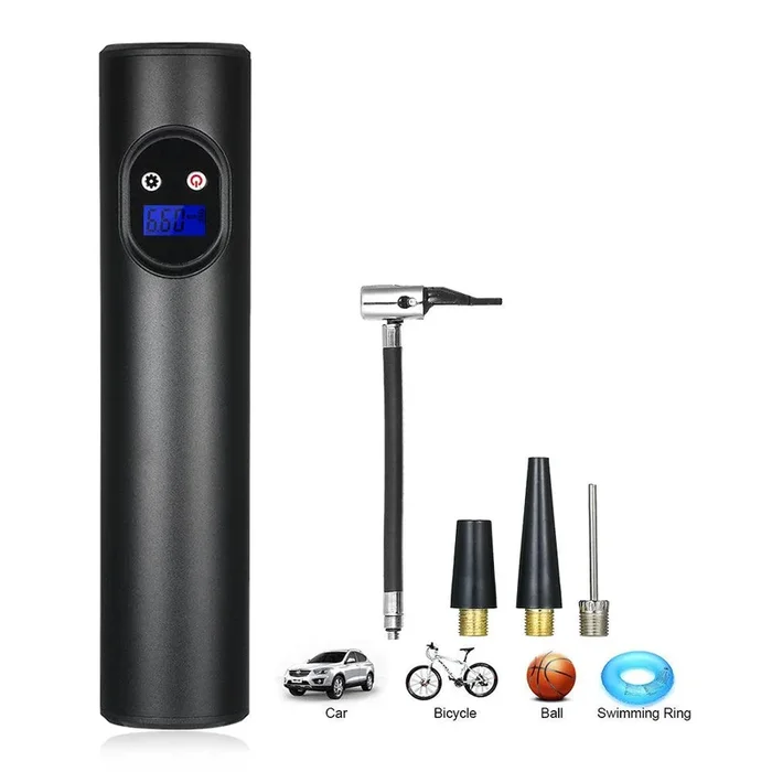 Portable Air Compressor Mini Air Inflator Handheld Tire Pump Cordless Electric Air Pump for Ball Bicycle and Car Tire 2000mAh with Digital LCD LED Light 12V AC DC Lithium Battery 150PSI