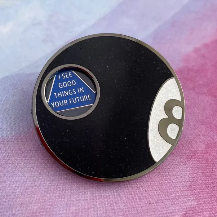 Positive Vibes Eight Ball Spinning Cap Pin