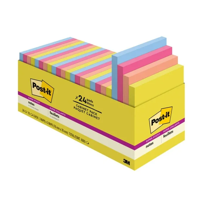 Post-it Super Sticky Notes Summer Joy 24Pk 3In X 3In