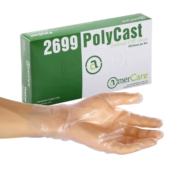 Powder-Free Poly Polycast Textured Gloves (S-XL), Case of 1,000
