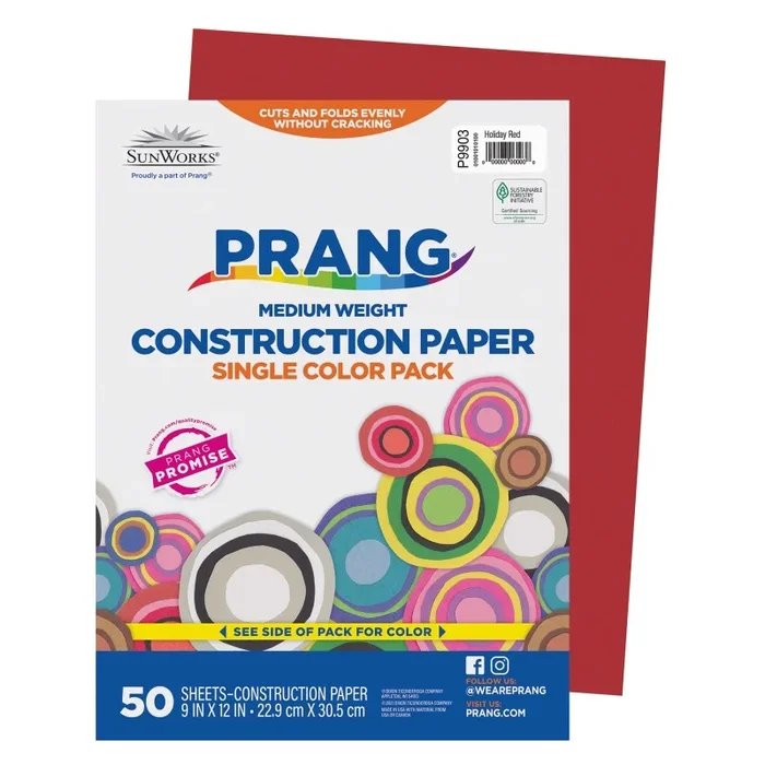 Prang Construction Paper Hldy Red 9X12 50Pk
