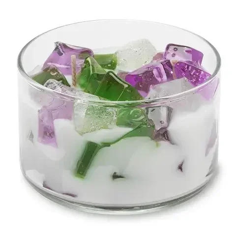 Primal Elements Green/Purple/White Lavender Scent 2 Wick Candle