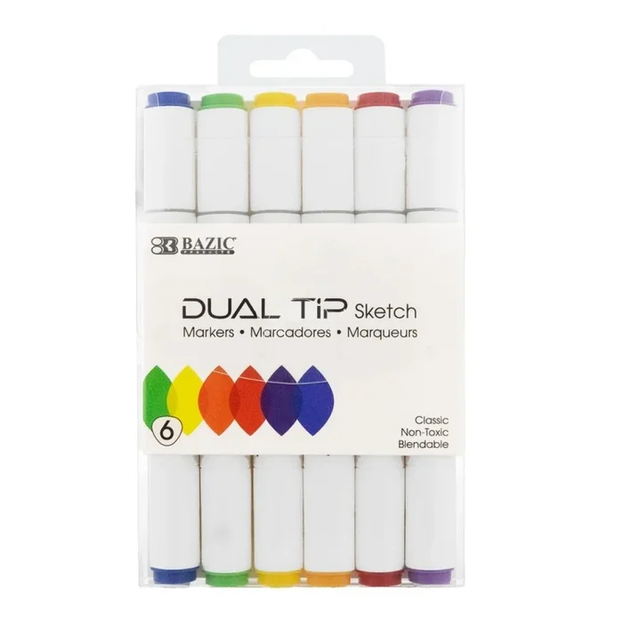 Primary Colors Dual Tip Sketch Markers 6Ct