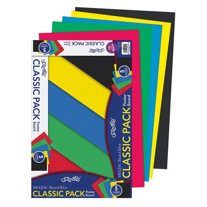 Primary Poster Board 5 Colors 5 Sheets