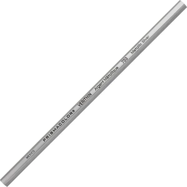 Prismacolor Verithin Colored Pencils – 12-Pk Silver Lead, Silver Barrel
