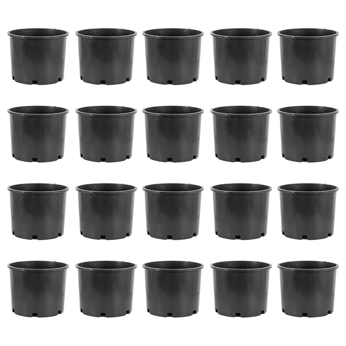 Pro Cal 7 Gallon Round Wide Rim Durable Plastic Plant Nursery Pot, (20 Pack)